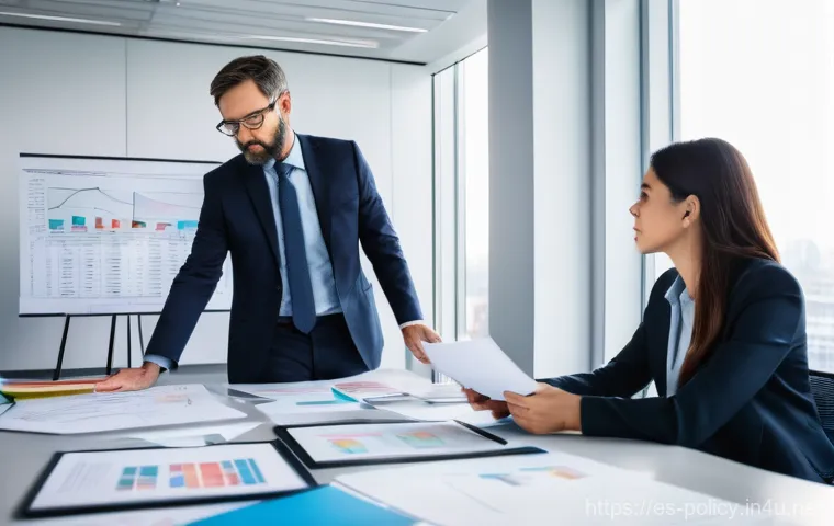 정책분석사와 데이터 중심 정책 연구와 성공 요인 - **"A detailed, wide-angle shot capturing a diverse group of four professional policy analysts active...