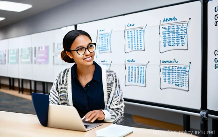 정책분석사 자격증 합격 비결 인터뷰 - **Prompt:** A highly focused and intelligent Latina woman in her mid-30s, dressed in smart business ...