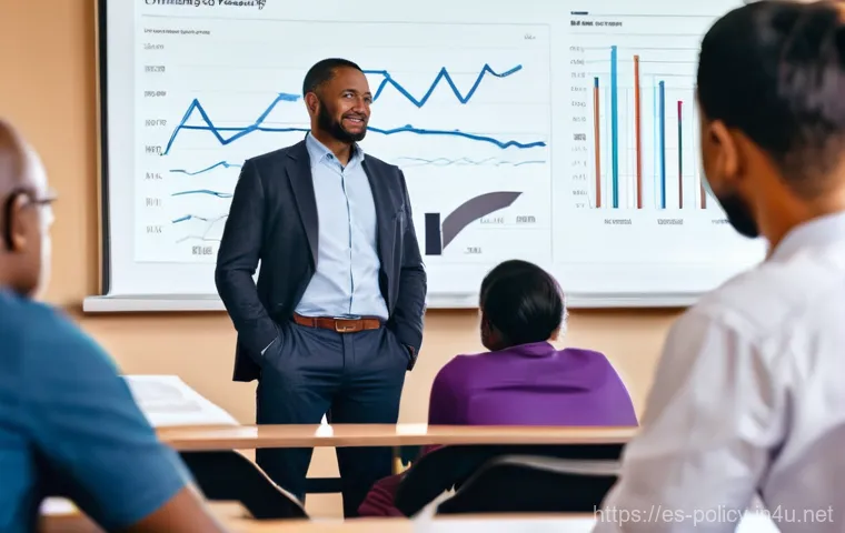 정책분석사와 커뮤니케이션 능력 - **Prompt:** A confident female policy analyst, in her late 30s, wearing professional business attire...