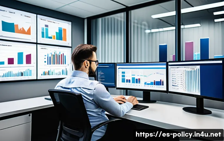 정책분석사와 정부 예산 분석 사례 - A professional government analyst in a modern office setting, reviewing detailed budget reports and ...