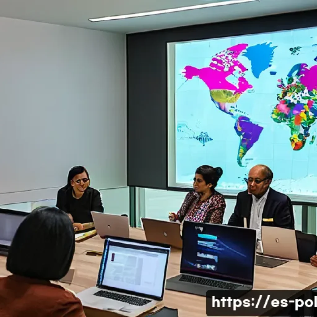 정책분석사 실무에서의 주요 과제 - A detailed scene of a multidisciplinary policy analysis workshop set in a modern office in a Spanish...