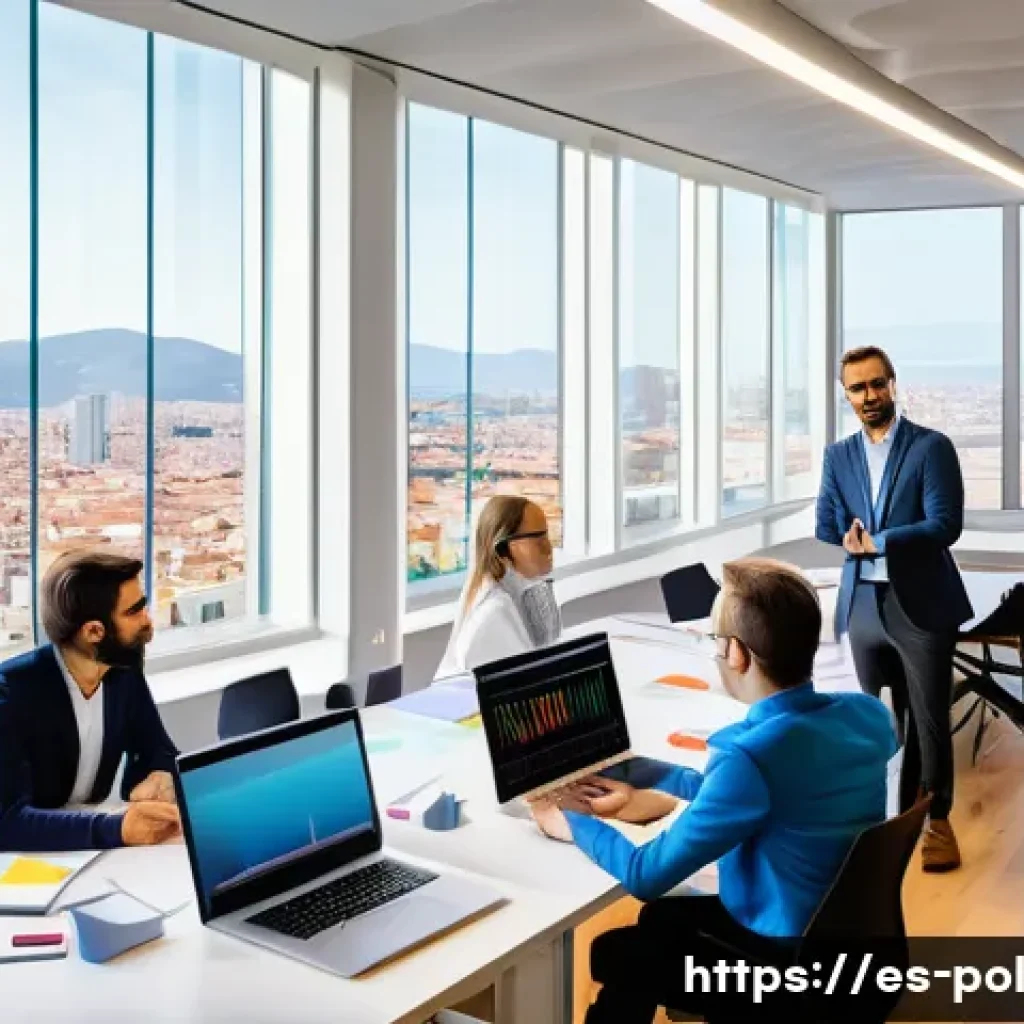 정책분석사와 직무 성과와 평가 사례 - A professional public policy analyst team in a modern office setting in Spain, working collaborative...